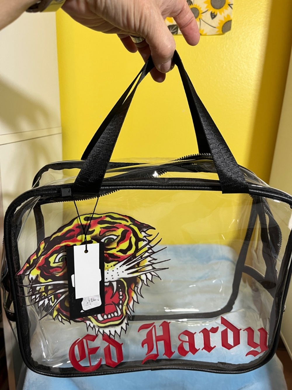 Ed Hardy Clear Tote with Multicolor Tiger Graphic - Picture 4 of 12